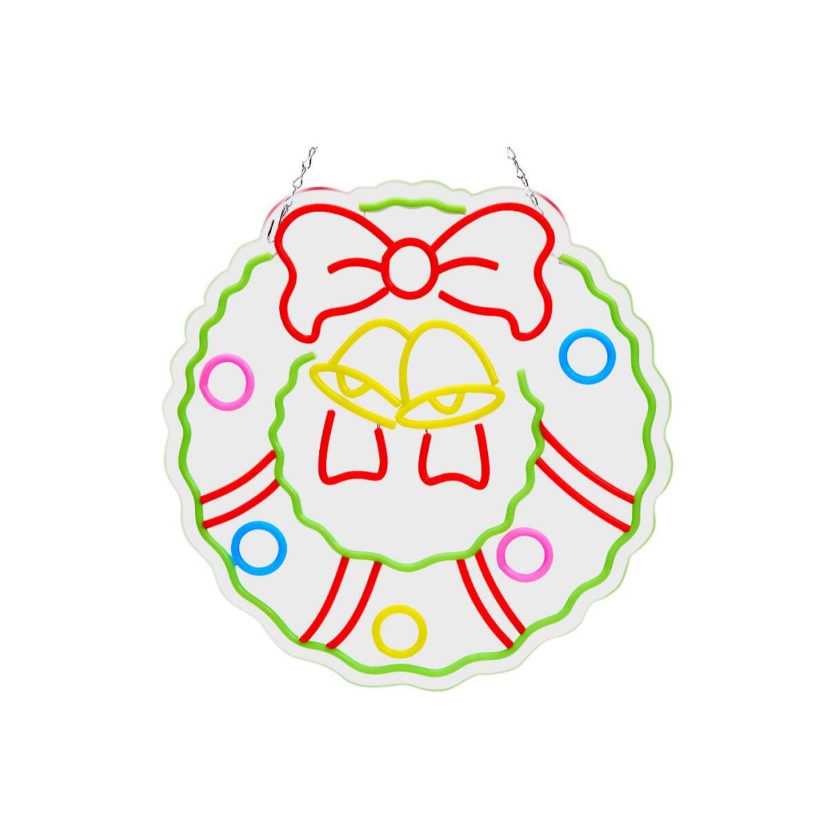 AGPtek - Christmas Wreath LED Neon Sign Festive Decoration, 5 Brightness Levels - Multicolor