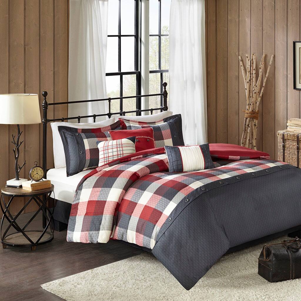 Alt View 1. Gracie Mills - Gracie Mills Nanette 6 Piece Herringbone Duvet Cover Set - Red.