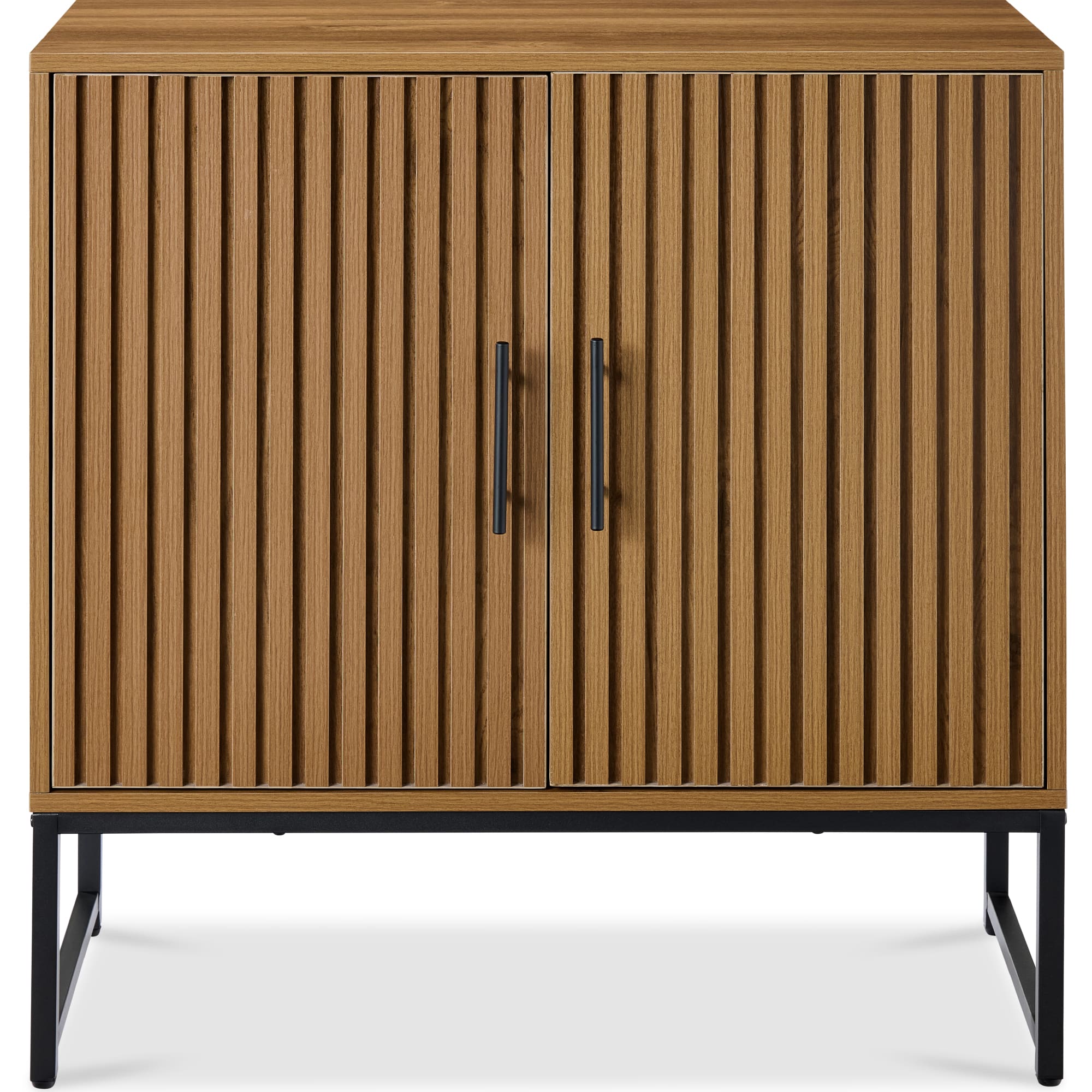 Best Choice Products - 2-Door Slatted Storage Cabinet, Accent Furniture w/ Non-Scratch Foot Pads - Brown
