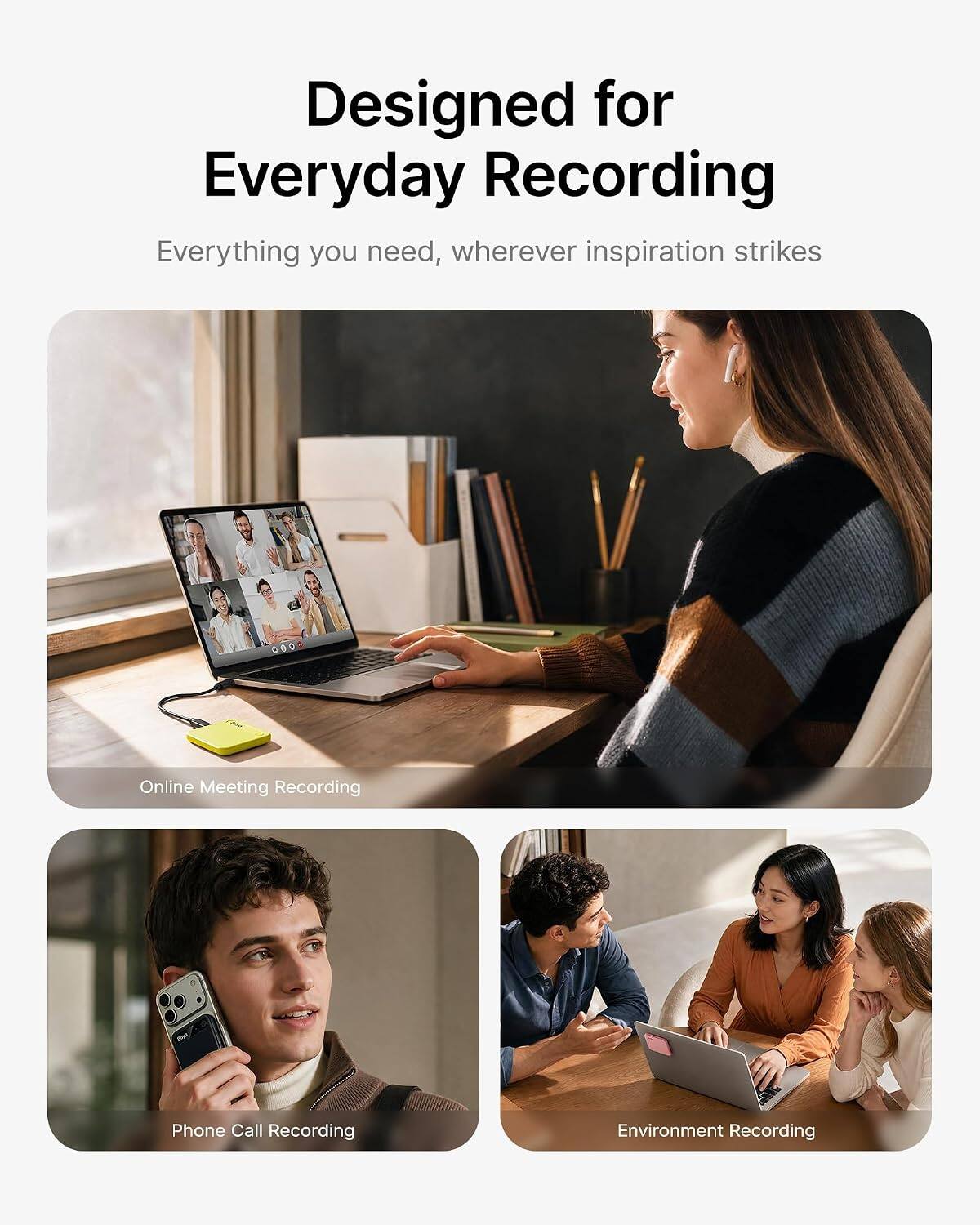 BOYA NOTRA NEO AI Voice Recorder with Transcription and Summaries ...