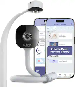 Hubble Connected - GoBaby AI Baby Monitor Camera w/Covered Face & Rollover Alert, True Cry Detection, Sleep Trainer & More - 1 Camera, 1 Battery