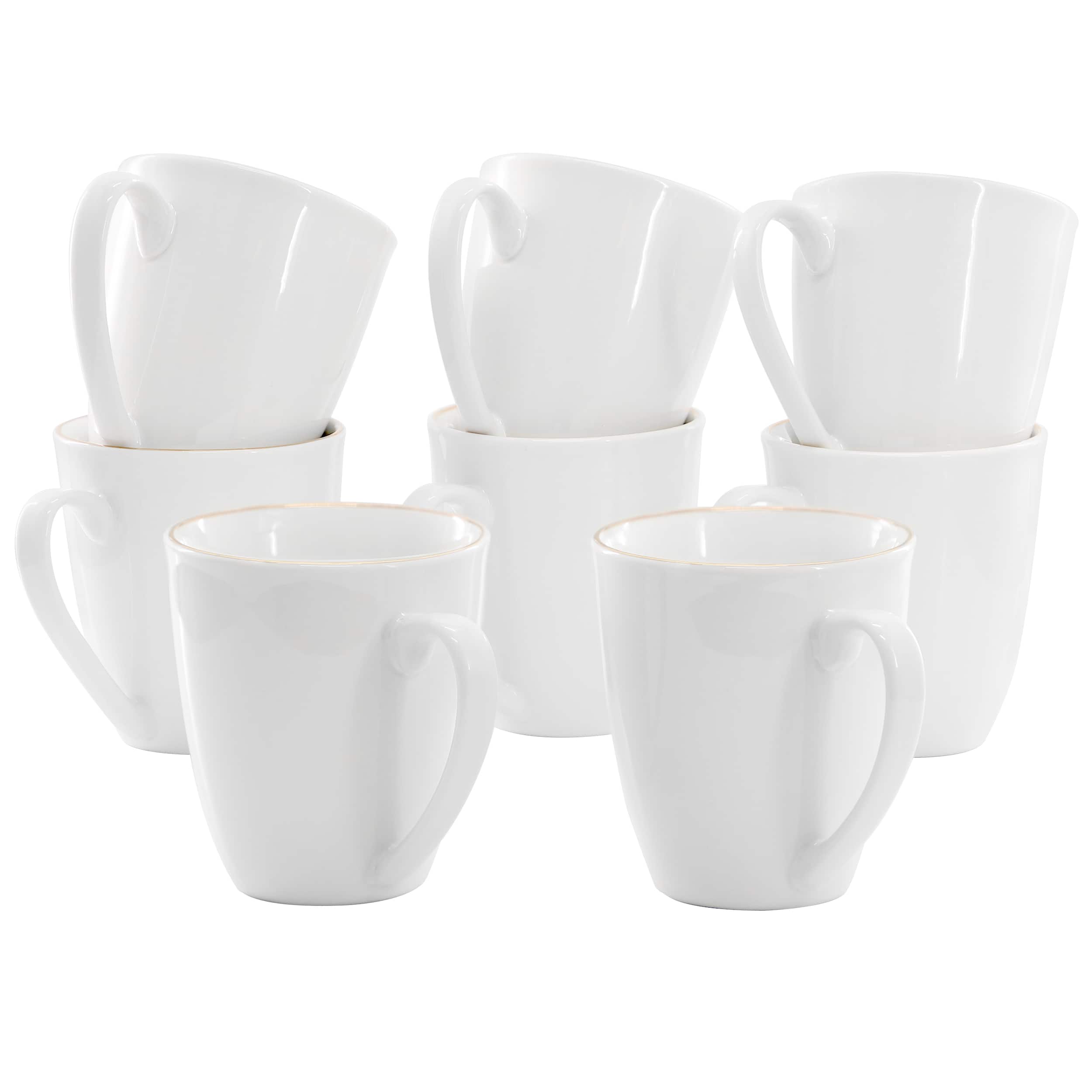 Gibson - Home Ogalla 8 Piece 12 Ounce Gold Banded Fine Ceramic Mug Set - White