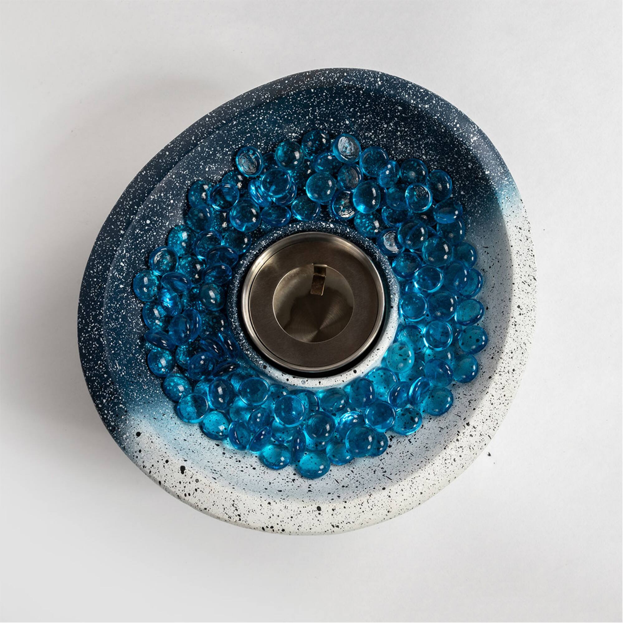 Alt View 7. Boyel Living - Tabletop Ethanol Fire Pit, Portable Concrete Fire Bowl, Smokeless Indoor/Outdoor Tabletop Fireplace, Mixed Color - Blue.