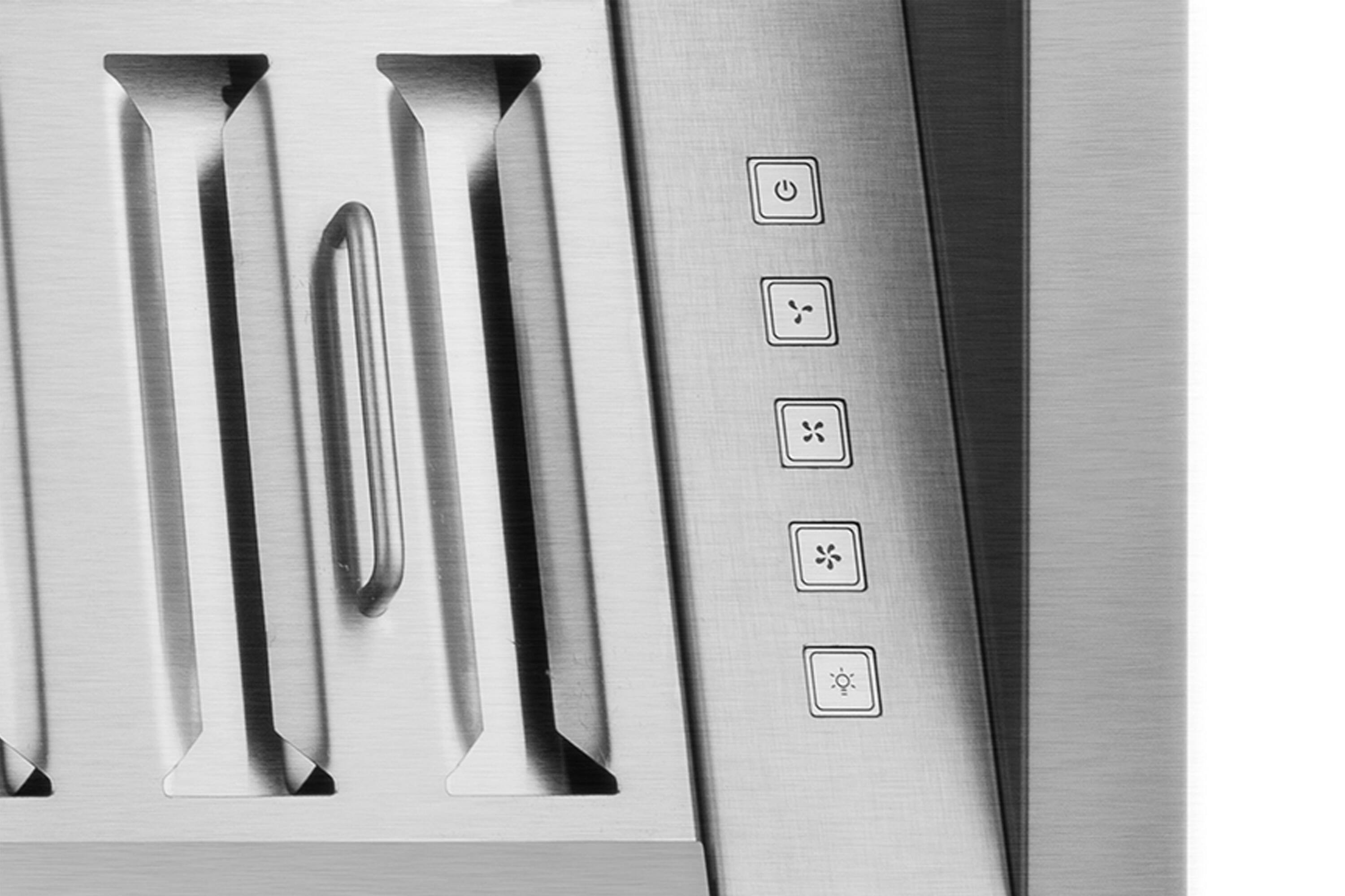 Alt View 5. Hauslane - Hauslane Pro-Style 40” IN-R300 Built-In Range Hood, 21” Deep - Silver.