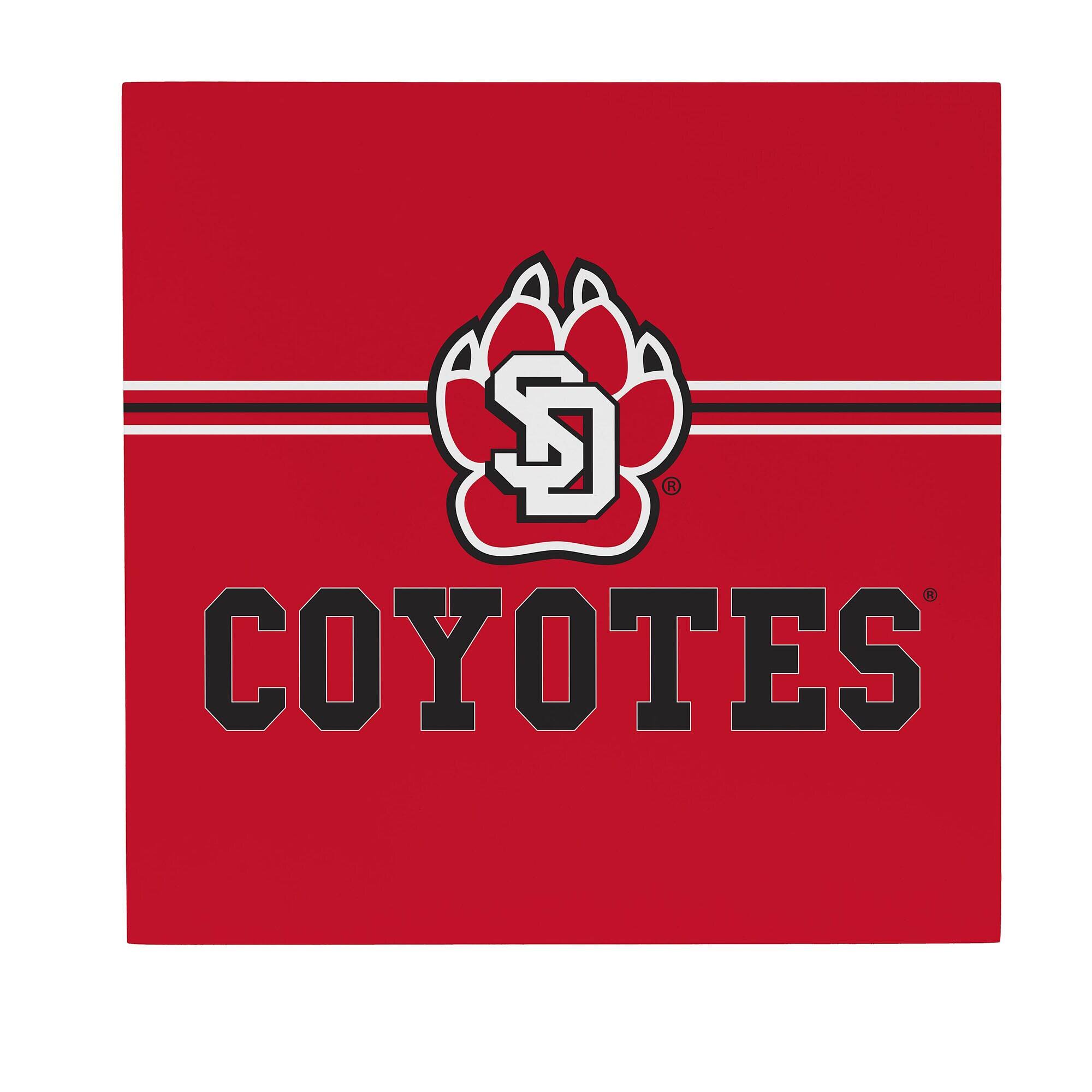 Front. Evergreen Enterprises - South Dakota Coyotes 12" x 12" Wood Wall Sign - Multicolor.