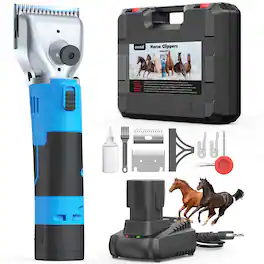 Oneisall - Professional Cordless Horse Clippers Heavy Duty Horse Grooming Kit with 2 Batteries Detachable Stainless Steel Blade