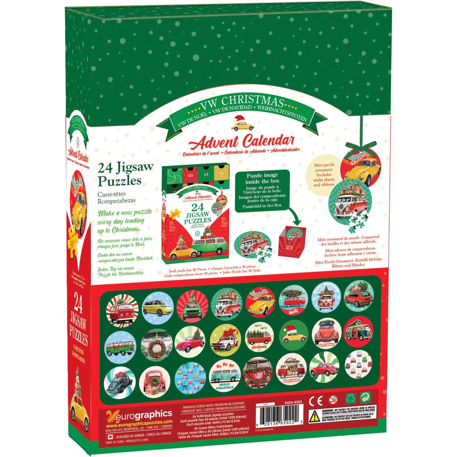 VW CHRISTMAS NAVIDAD WEHNACHTSPROJEN vw Advent Calendar t Cnlonadario d din enkalndr Cnlenaer d l'annl Clndia Mini puzke 24 Jigsaw cnnT 13 18 Includes Puzzle image Puzzles the box sricles sheets inside ribbons and Imng du puale Tinkimonr de bacite Casse-ttes do Aader irgenl del comperalians Rompecabezas dvetro de can 24 Pwrdobid det Bs Make new puzzle JIGSAW every day leading PUZZLES up le Christmas. faine oortnt de pecole Compreedd th MCen Mini des mubaro alhoch Thel. des r cheque oe Aeaqu 2:3 compecalera Min adomo de de mO bose alledve Pa Crde a Bnubrye heale Mavidad. Enehal Mebvrier simpecabejes Mdini Peoe-Ommnent Blaner and Bandes ede Chaqee Cantio pian Sedew Thy r has Poces Todie Fach pude Jude Peodde har 6
