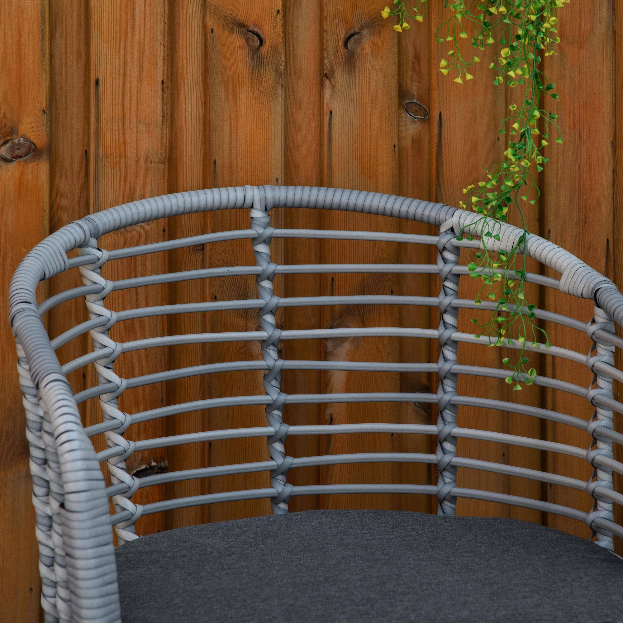 Alt View 1. Resenkos - Resenkos 3 Pieces Patio Bistro Set, Two Hand-Woven PE Wicker Chairs And A Glass Bistro Table, Gray - Gray.