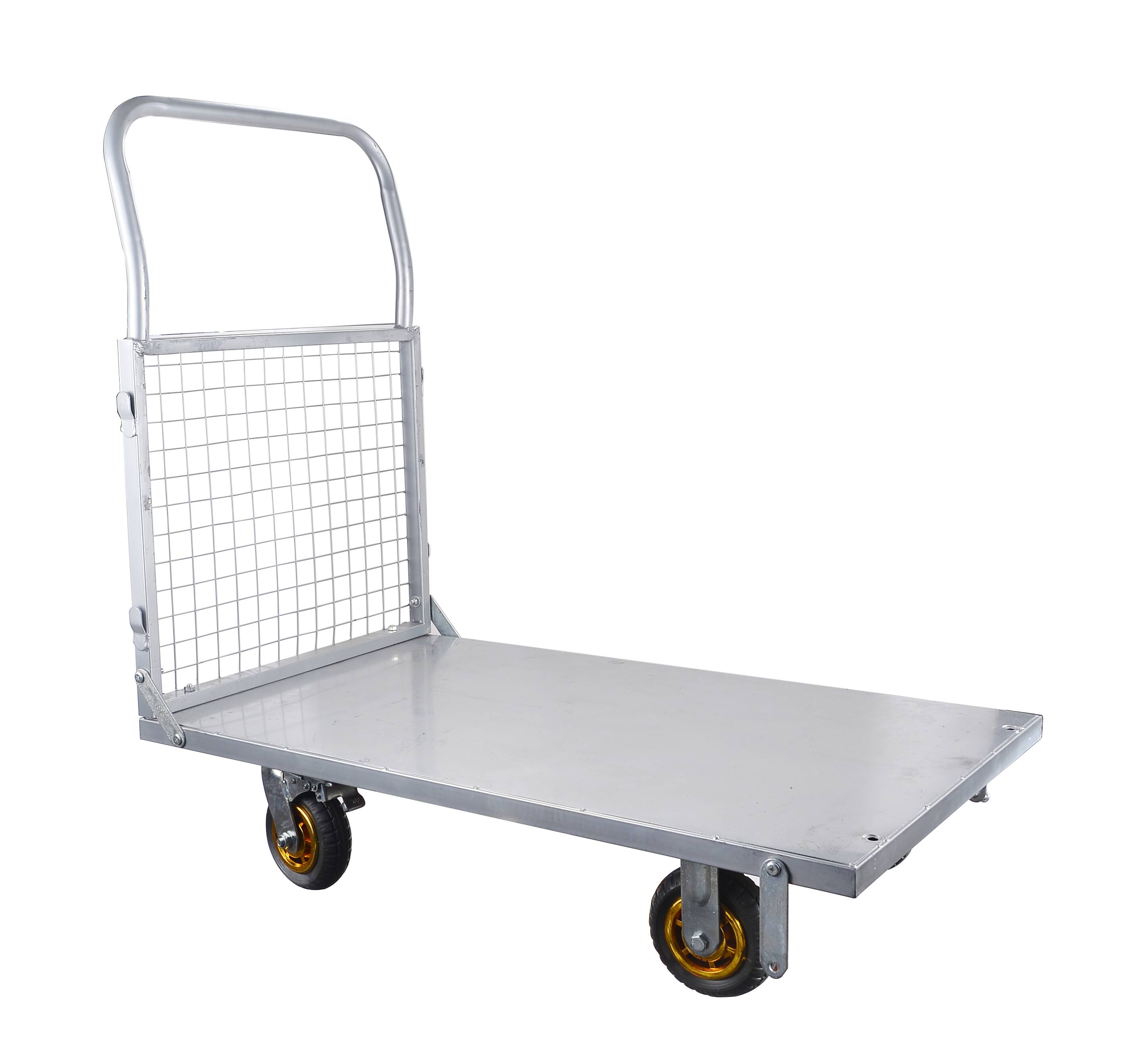 Angle. LOVMOR - 6-in-1 Platform Truck with Cage, Foldable Push Cart with Swivel Wheels, 1800-Lb Capacity - Silver grey.