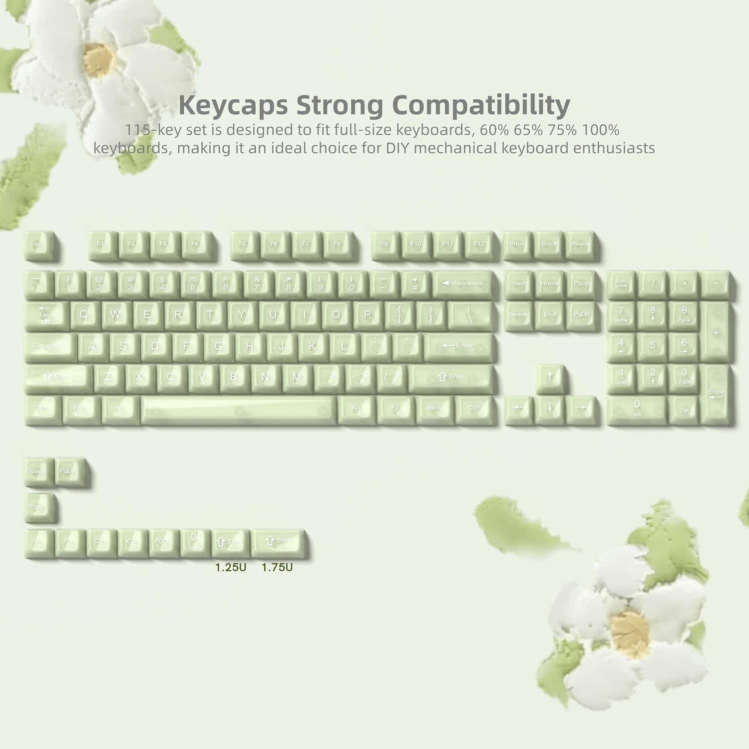 Womier - Jelly Keycaps, Transparent Clear Custom Key Cap MDA Profile Keys for Cherry Gateron MX Switches Mechanical Keyboard - Green