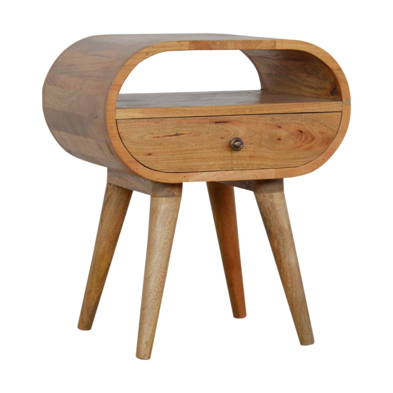 Angle. Artisan Furniture - Artisan Furniture Solid Wood Circular Open Slot Nightstand - Oak.