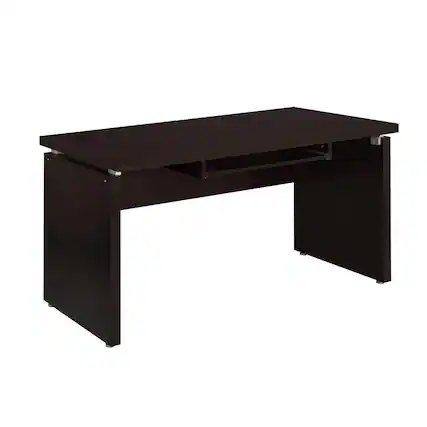 Front. Spaco - Computer Desk with Keyboard Drawer, Sturdy Wooden Office Workstation - Cappuccino.