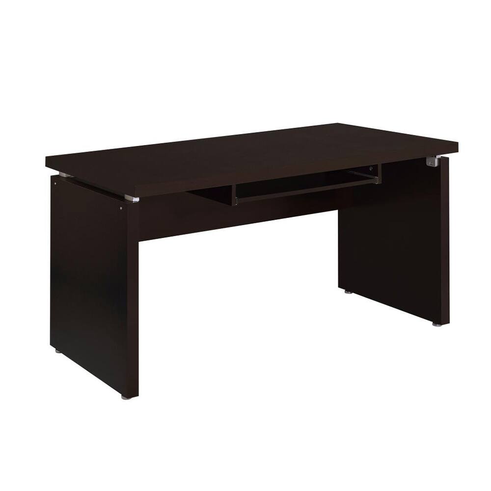 Front. Spaco - Computer Desk with Keyboard Drawer, Sturdy Wooden Office Workstation - Cappuccino.