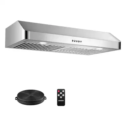 Front. Aobosi - 30 in Range Hood with 3 Vents, 3-Speeds Fan, 2 Dishwasher-safe Filters, 700 CFM Kitchen Stove Vent Hood with 2 Lights - Silver.