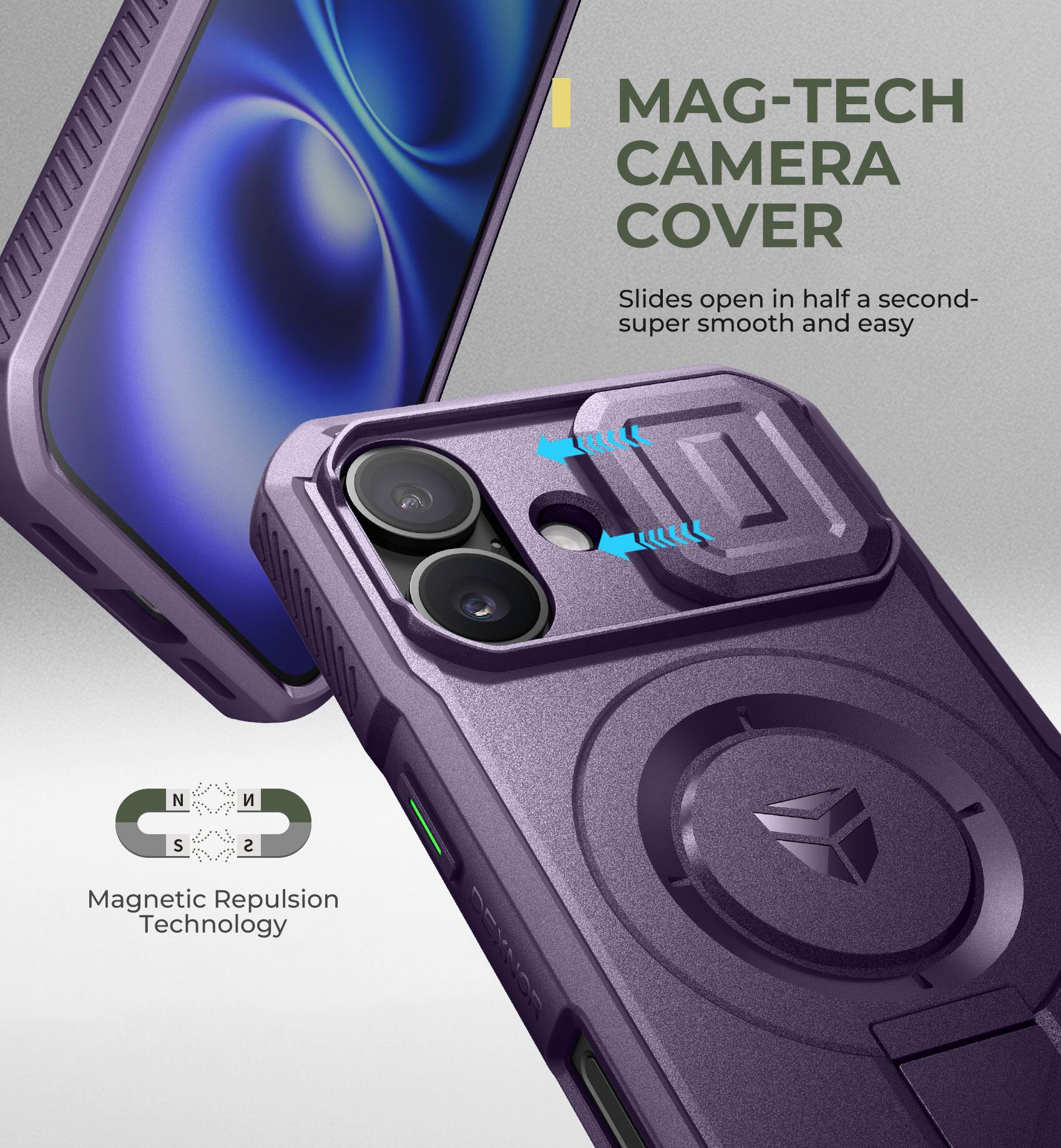 MAG-TECH CAMERA COVER Slides open in half a second- super smooth and easy  << N  CROD C S S C Magnetic Repulsion Technology REVNCR