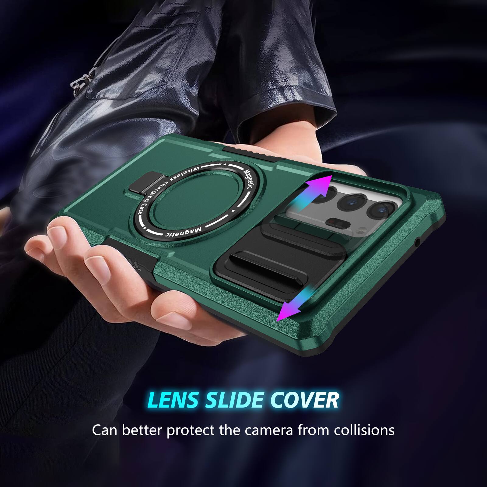 Wireless Charging Case Magnetic LENS SLIDE COVER Can better protect the camera from collisions