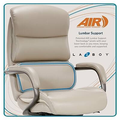 AIR ERGONOMIC SUPPORT TECHNOLOGY  
Lumbar Support  
Patented AIR Lumbar Support Technology pivots with your lower back as you move, keeping you comfortable and supported.  

L  
A  
Z BOY