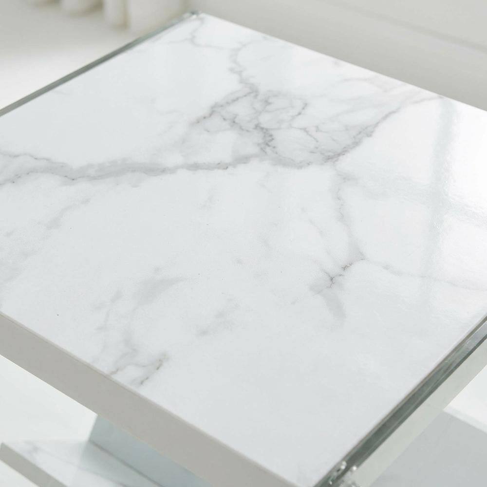 Alt View 4. FurniFact - Wooden End Table with Durable Finish and Modern Design - White.
