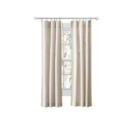 Ellis Curtain - Plaza Classic Ticking Stripe Printed 3" Rod Pocket Tailored Panel Pair with Tiebacks 56" x 63" - Tan