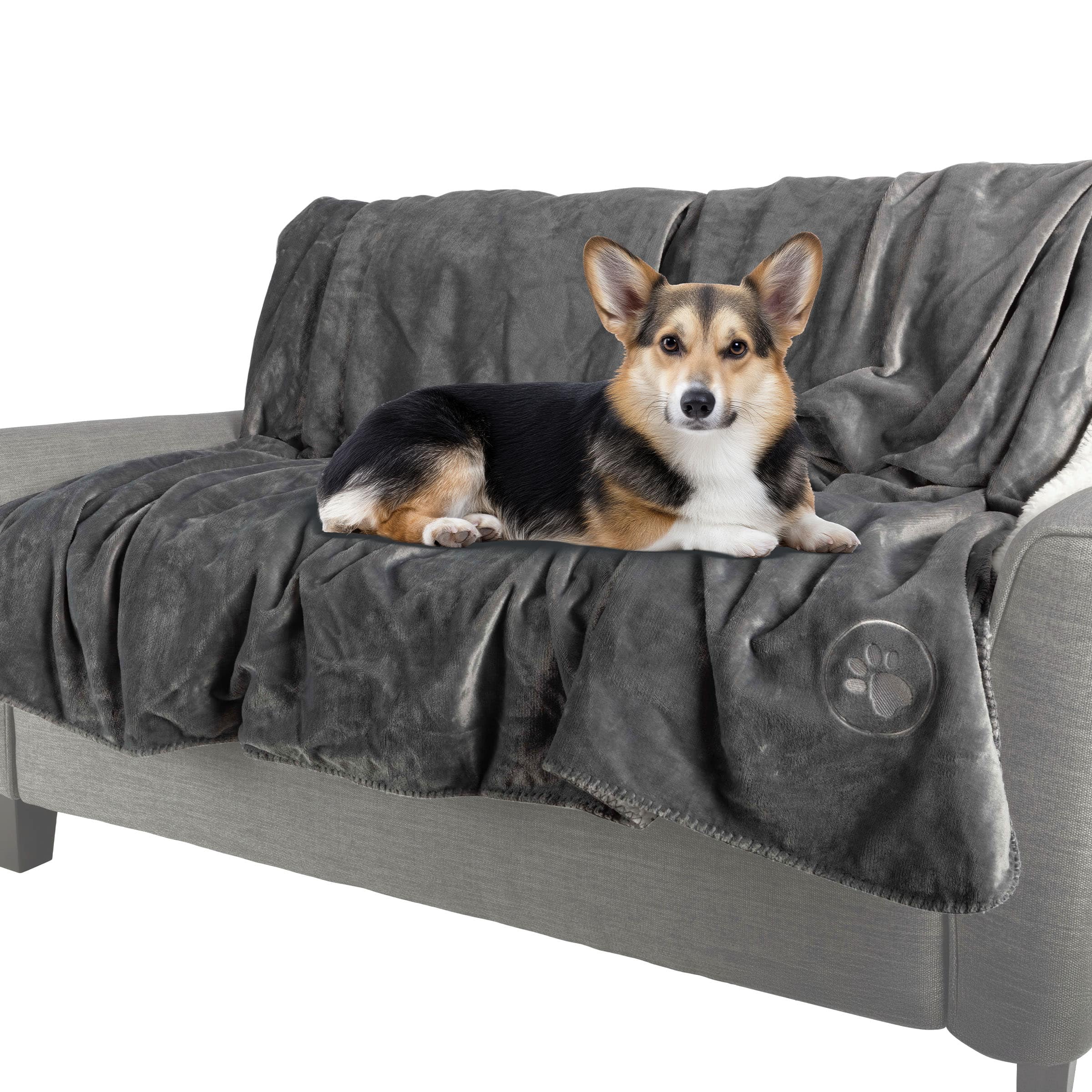 PetMaker - Waterproof Pet Blanket 50x60-Inch Sherpa Fleece Throw Protects Couches, Cars, and Beds from Spills, Stains, and Fur - Gray price history on PriceWatchPro