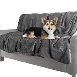 PetMaker - Waterproof Pet Blanket 50x60-Inch Sherpa Fleece Throw Protects Couches, Cars, and Beds from Spills, Stains, and Fur - Gray