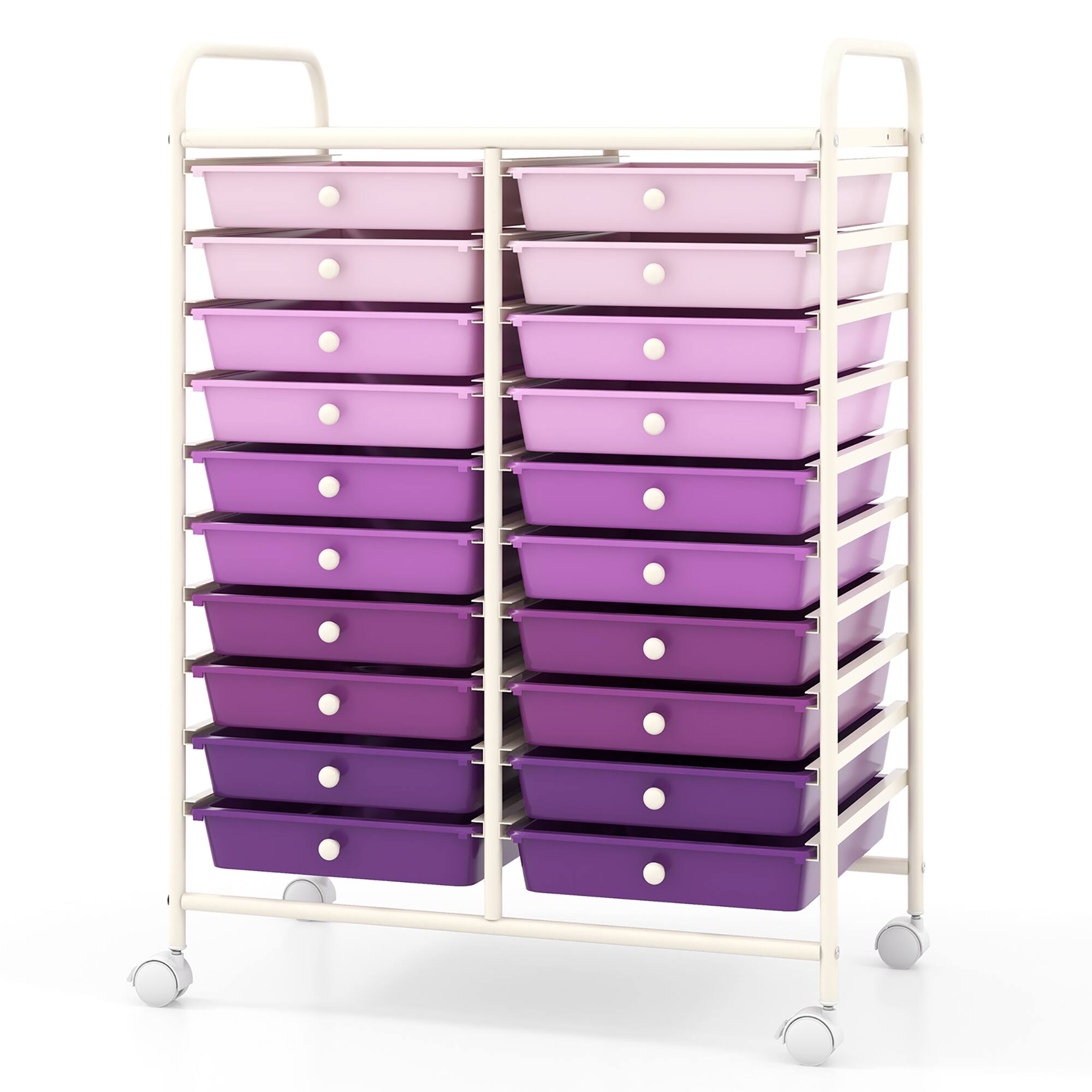 Alt View 9. Gymax - Gymax 20 Drawers Rolling Storage Cart Art Craft Organizer on Wheels Multipurpose Purple - Purple.