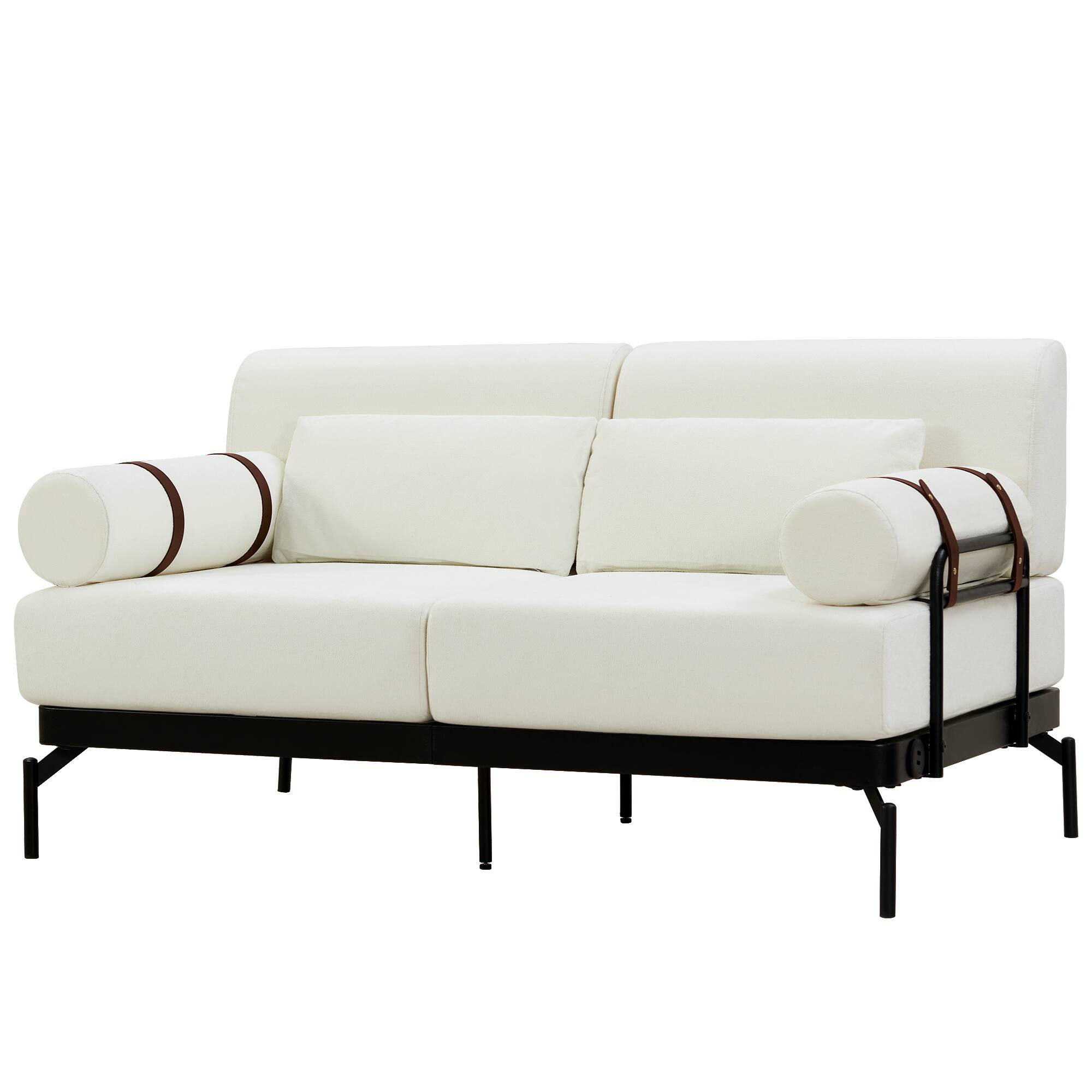 Alt View 8. GOODSILO - Modern Loveseat Sofa 59"" Couch 2-Seater with USB Ports & Unique Armrests - Beige.