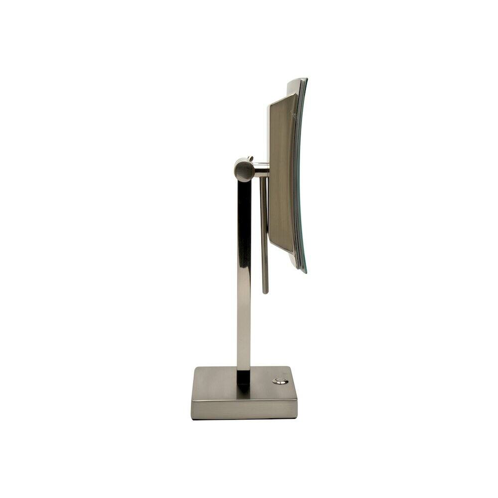 Back. Alfi - Brushed Nickel Tabletop Square 8" 5x Magnifying Cosmetic Mirror with Light - Silver.