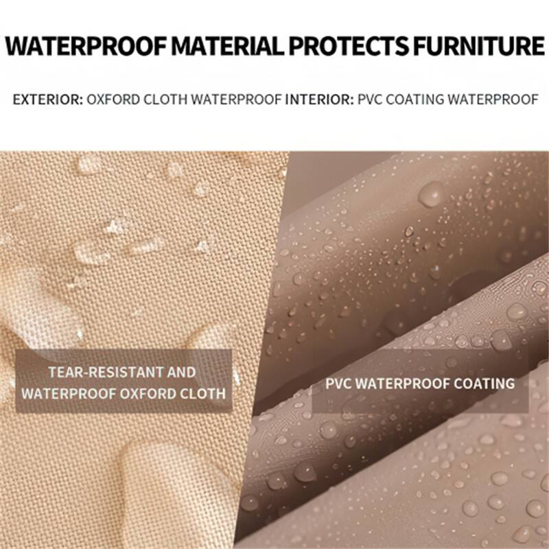 WATERPROOF MATERIAL PROTECTS FURNITURE

EXTERIOR: OXFORD CLOTH WATERPROOF  
INTERIOR: PVC COATING WATERPROOF

TEAR-RESISTANT AND WATERPROOF OXFORD CLOTH  
PVC WATERPROOF COATING