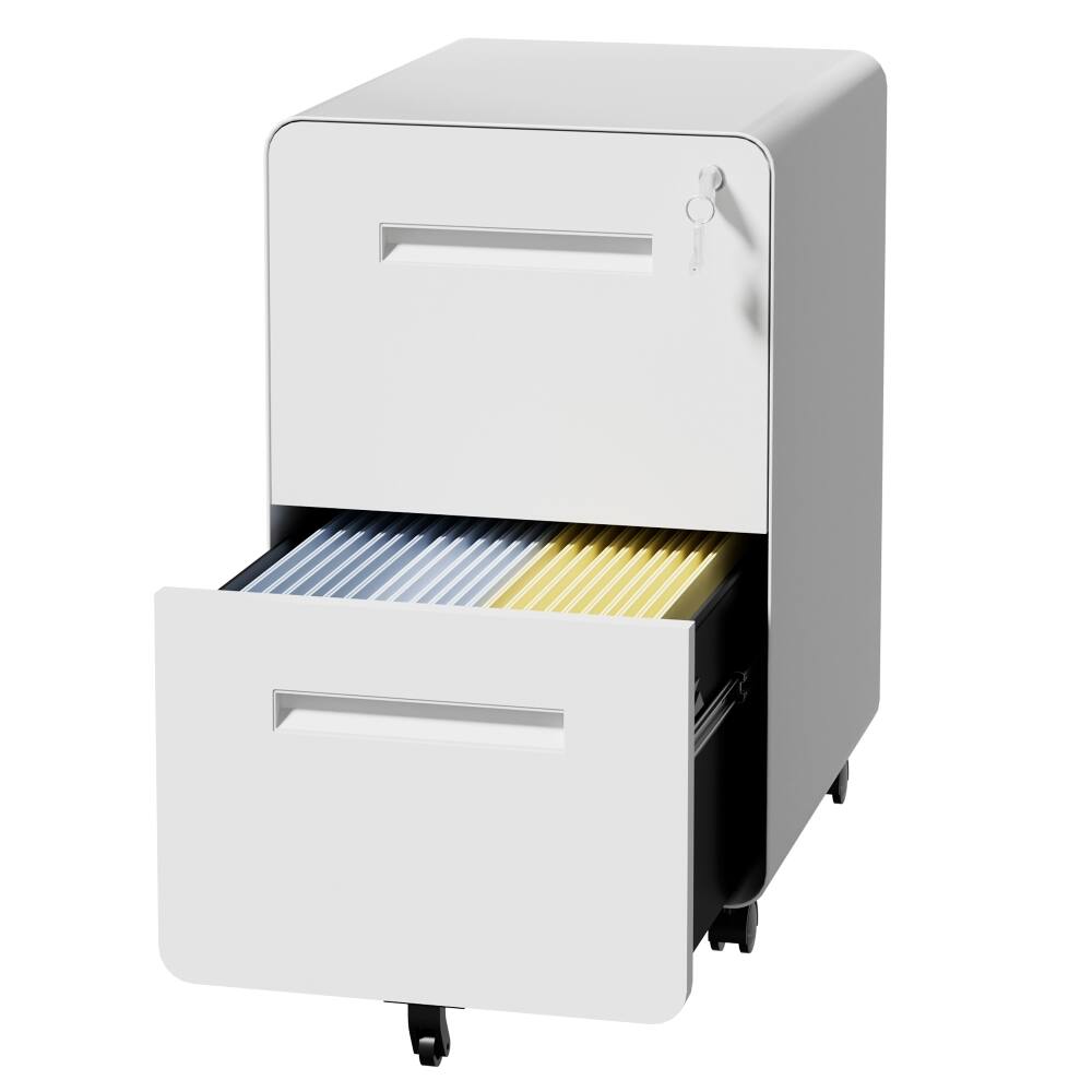 Alt View 4. Loheer - Loheer 2 Drawer Metal File Cabinet Lockable Rolling Under Desk.