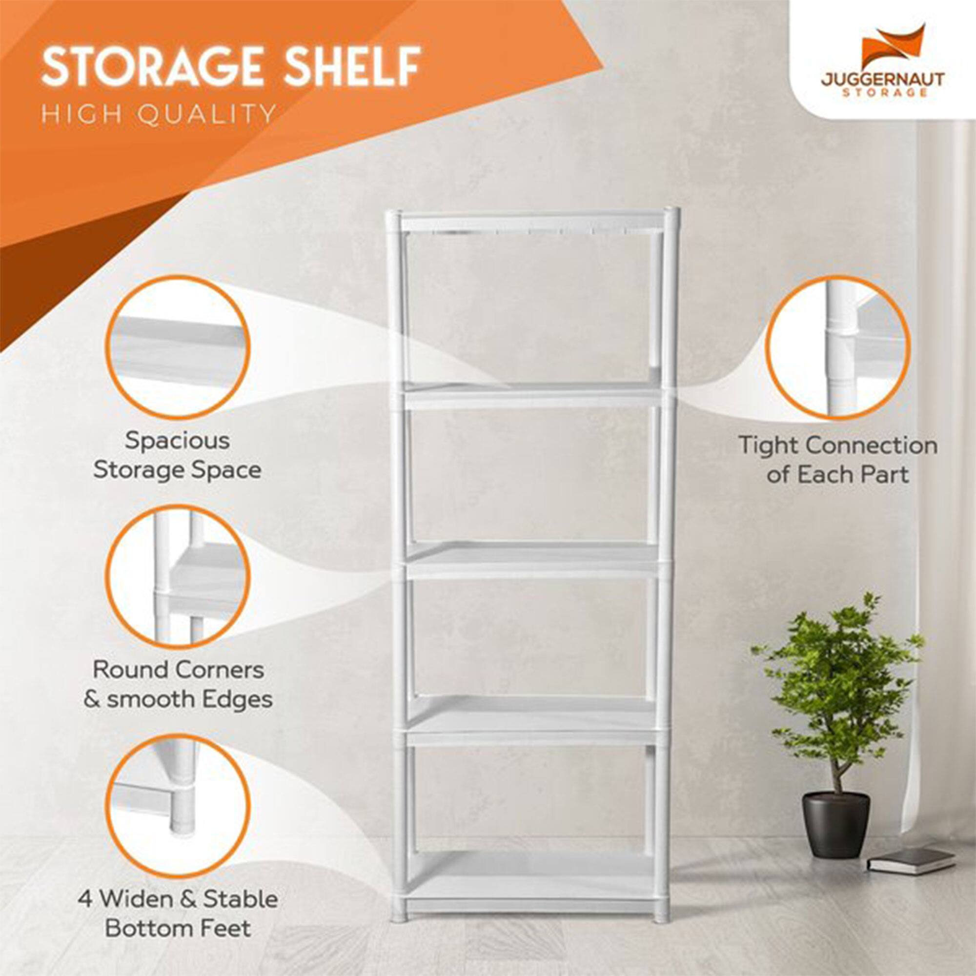 STORAGE SHELF  
HIGH QUALITY  

- Spacious Storage Space  
- Tight Connection of Each Part  
- Round Corners & smooth Edges  
- 4 Widen & Stable Bottom Feet  

JUGGERNAUT STORAGE