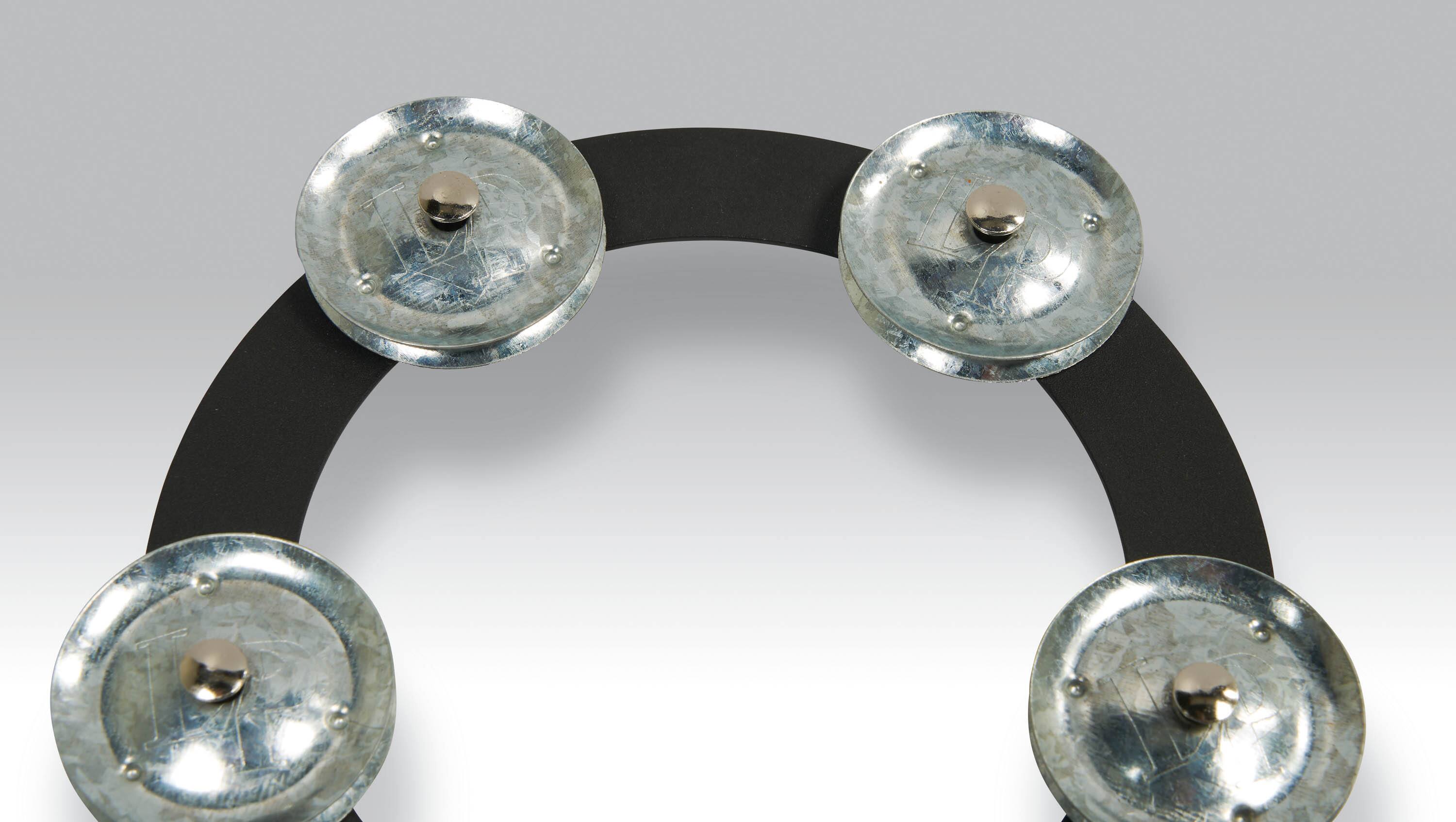 Left. Latin Percussion - Tambo-Ring Black w/Steel Jingle, 6".