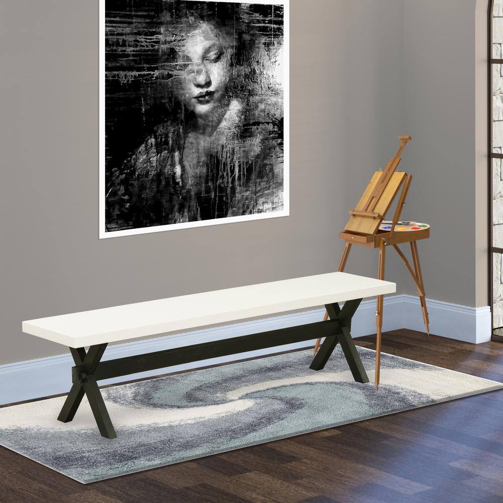 Angle. East West Furniture - East West Furniture X-Style Modern Kitchen Bench with Wooden Seat - Brown.
