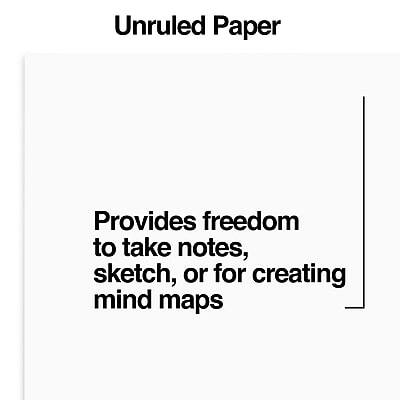 Unruled Paper

Provides freedom to take notes, sketch, or for creating mind maps
