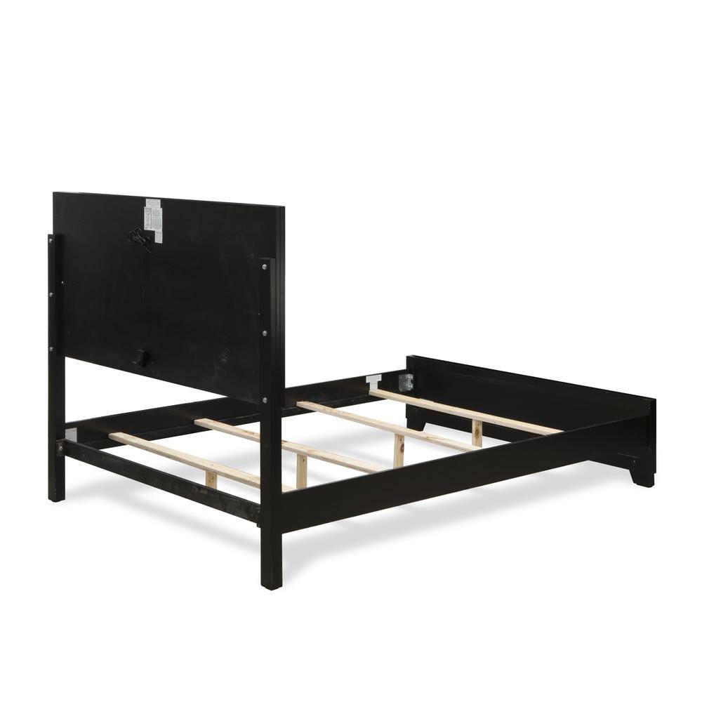 Back. East West Furniture - NE11-Q00000 Nella Platform Bed Frame with Button Tufted Headboard - Black Leather Headboard and Black Legs - Queen Size - Black.