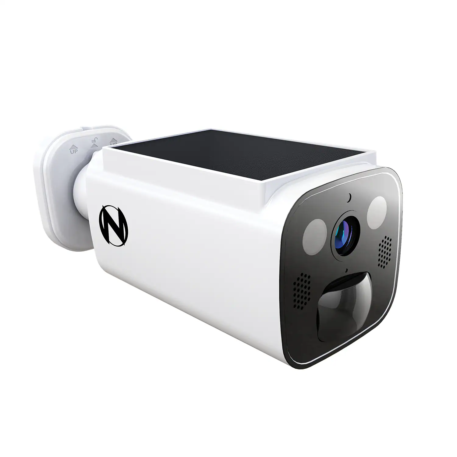 Front. Night Owl - Solar Powered Wire Free 2K Security Camera with Spotlight and 2-Way Audio - White.