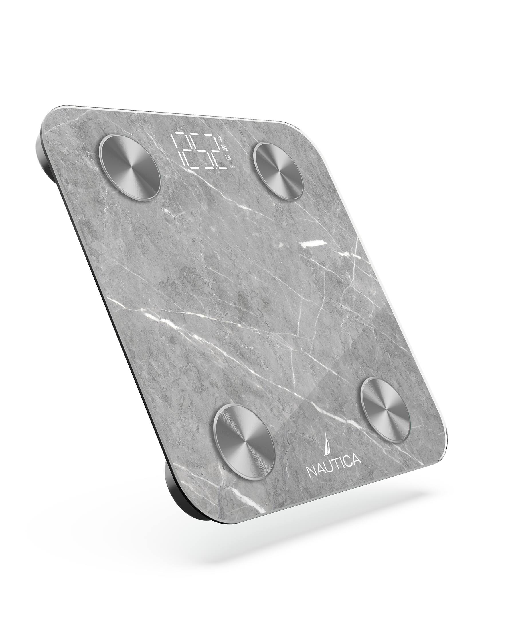 Angle. Nautica - Nautica Smart Body Scale, Fat, Muscle Mass Tracking & More, Syncs with Smartphone for Body Composition Tracking, 396 Lbs - Travertine Stone.