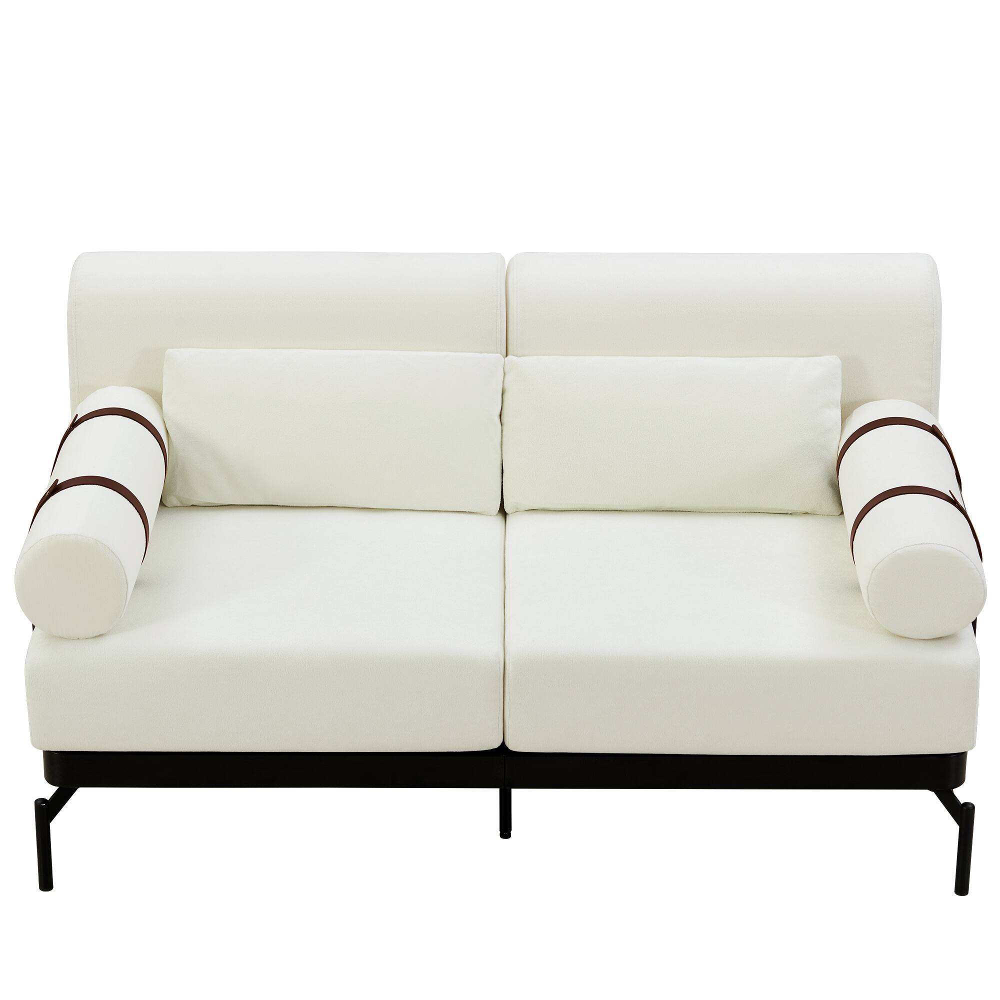 Alt View 7. GOODSILO - Modern Loveseat Sofa 59"" Couch 2-Seater with USB Ports & Unique Armrests - Beige.