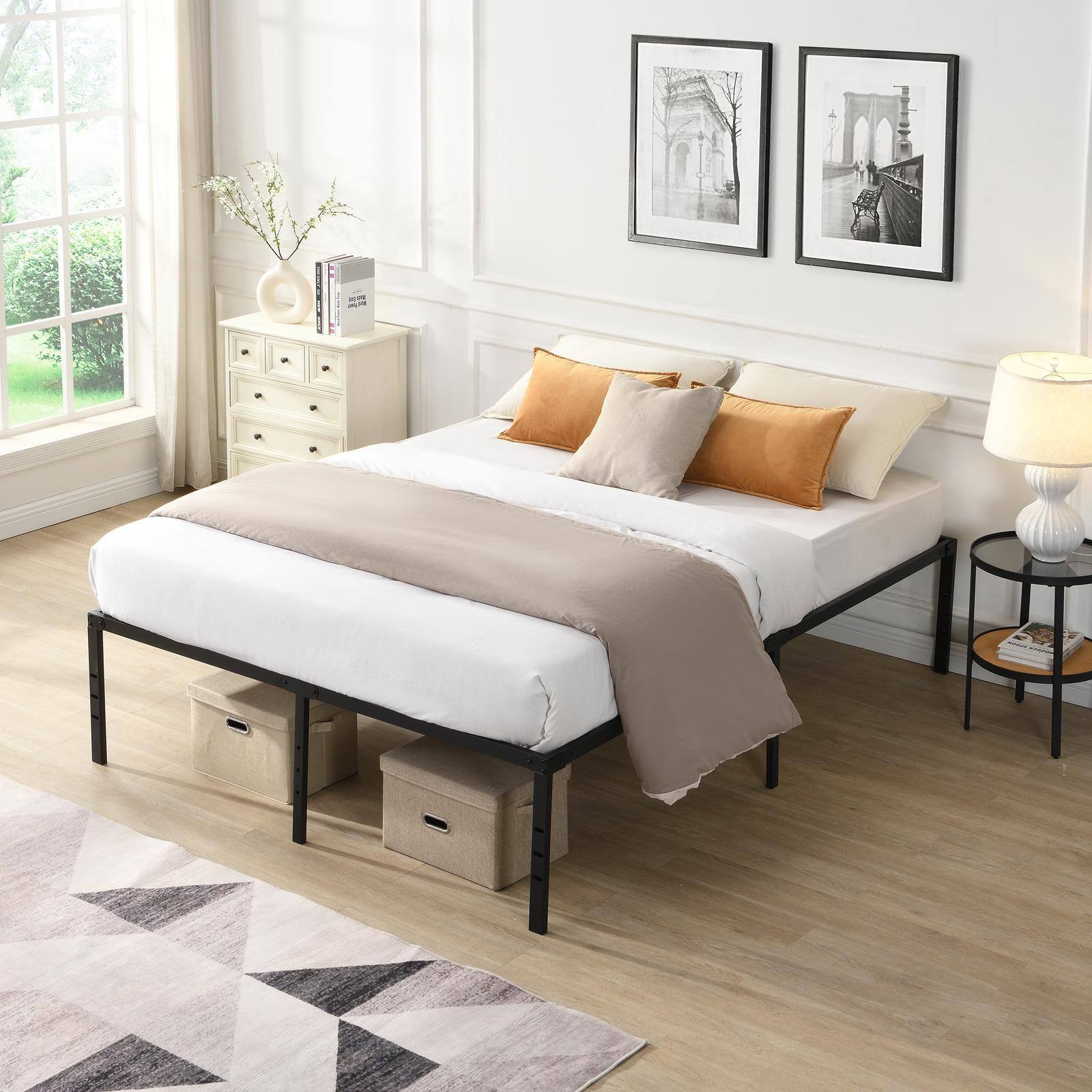 Alt View 1. Spaco - Spaco Industrial King Bed Frame, Reinforced Steel Support, 1000lb Capacity, No Squeak, Under Bed Storage, for Bedroom - Black.