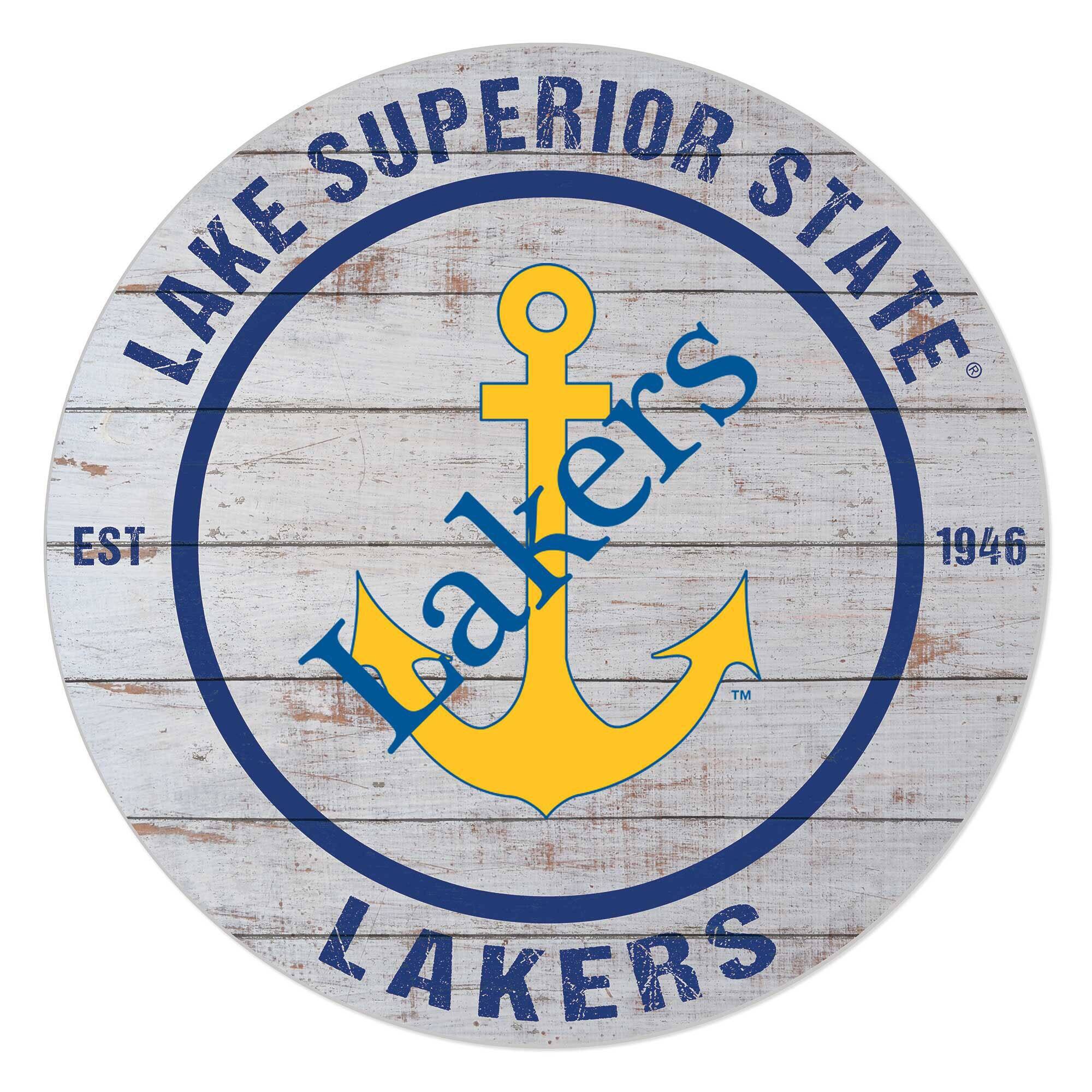 Lake Superior State Lakers 20" Indoor/Outdoor Weathered Circle Sign