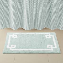 APRILSOUL - 100 Cotton Oeko Tex Bath Rug Cloud Soft White Border Hotel Style - Seafoam