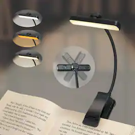 COWIN - Book Light 24 LED Rechargeable Reading Light Reading in Bed 3 Color 80 Hrs Runtime Clip on Light - Black