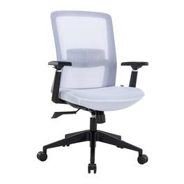 LeisureMod - Ingram Mesh Office Desk Chair with Lumbar Support, Adjustable Arms & Swivel - White / White