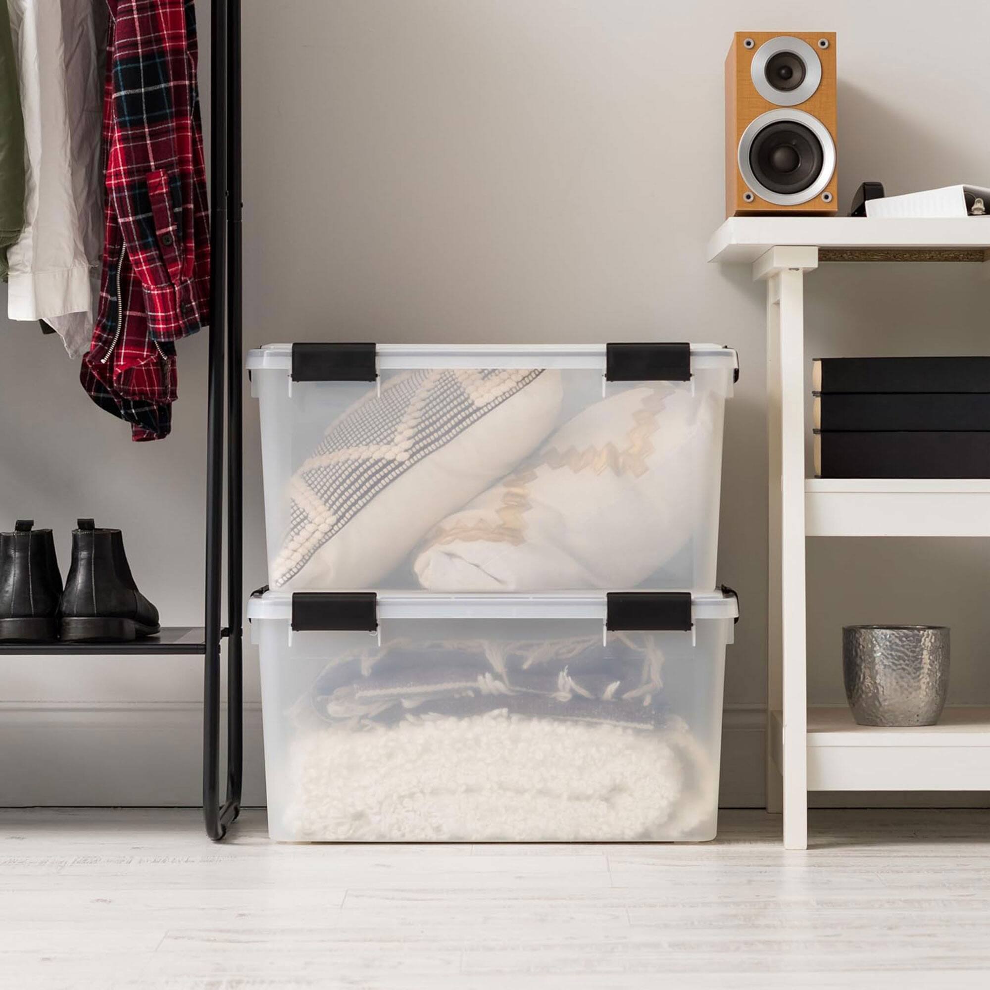 Alt View 3. IRIS USA - IRIS USA 110559 62.8 Quart Weathertight Plastic Storage Box, Clear (4 Pack).