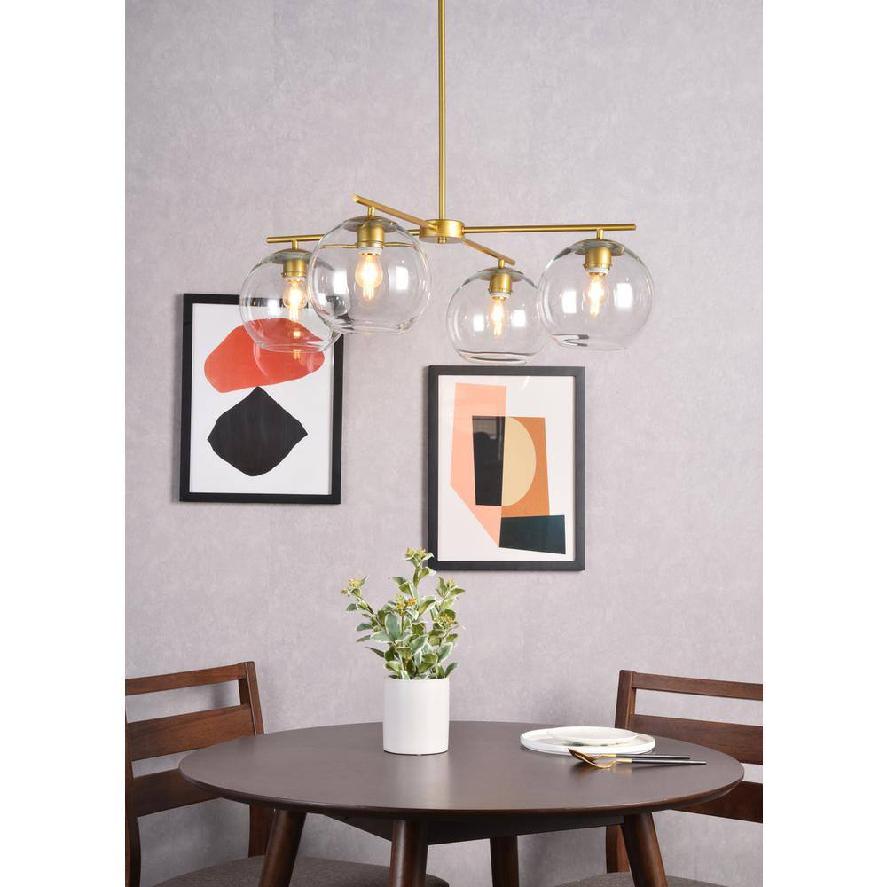 Angle. Living District - Opus 4 lights brass pendant - Brass And Clear.