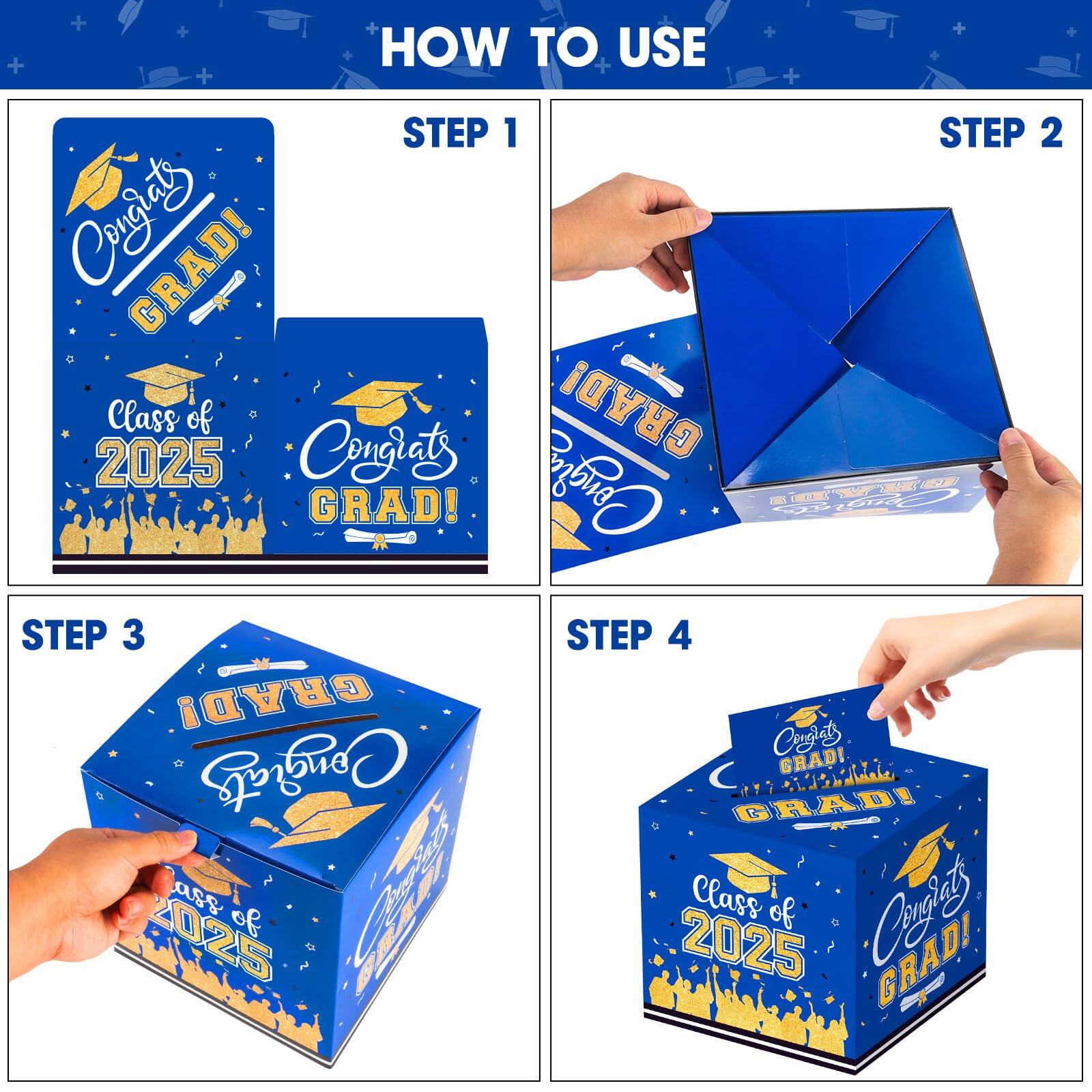 Sure, here is the corrected and grouped text from the image:

---

**HOW TO USE**

**STEP 1**

**STEP 2**

**STEP 3**

**STEP 4**

---

**Congrats GRAD!**

**Class of 2025**

---

**Congrats GRAD!**

**Class of 2025**

---

**Congrats GRAD!**

**Class of 2025**

---

**Congrats GRAD!**

**Class of 2025**

---