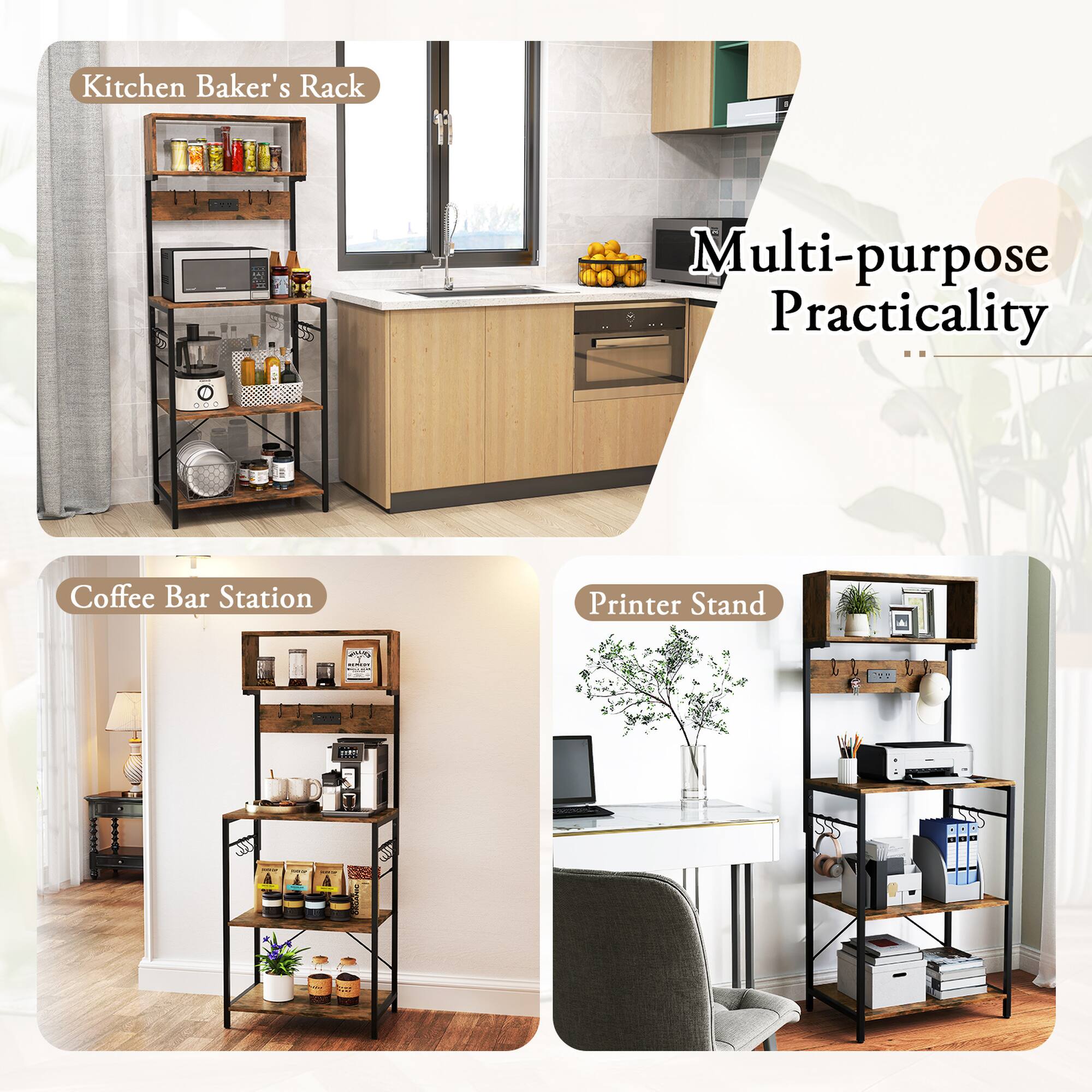 Kitchen Baker's Rack  
Multi-purpose Practicality  
Coffee Bar Station  
Printer Stand