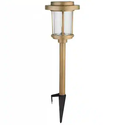 Front. Hivvago - 4 Pack - Gold Outdoor Solar LED Light Set - Weather-Resistant Path Yard Lighting - Gold.