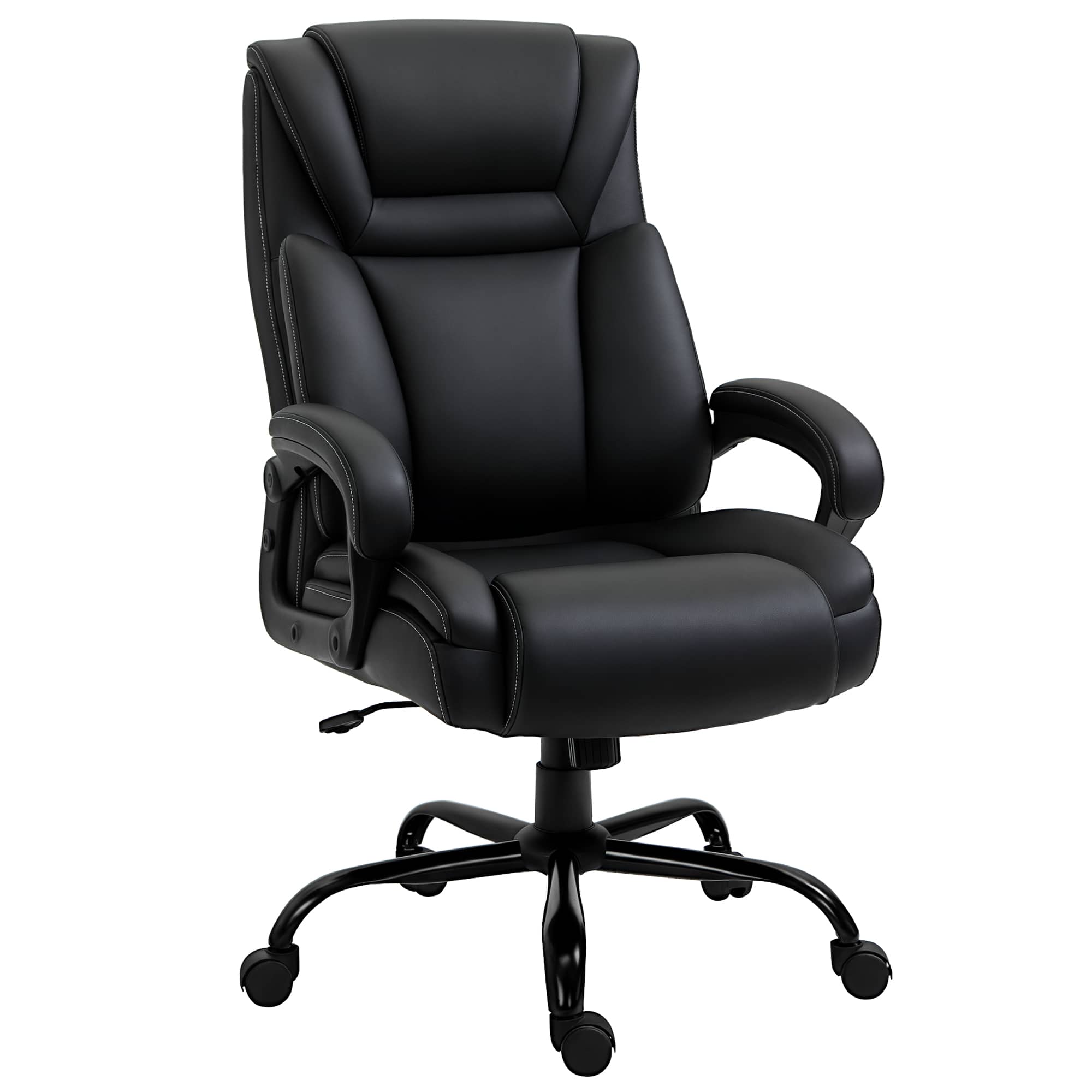 Front. Vinsetto - ​​Big and Tall 400lbs Executive Office Chair with Wide Seat, High Back Leather Computer Desk Chair​​ - Black.
