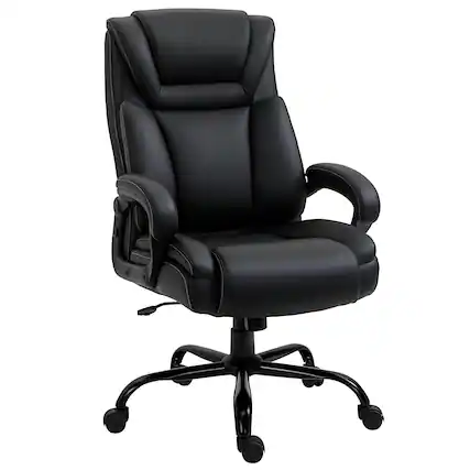 Front. Vinsetto - Big and Tall 400lbs Executive Office Chair with Wide Seat, High Back Leather Computer Desk Chair - Black.